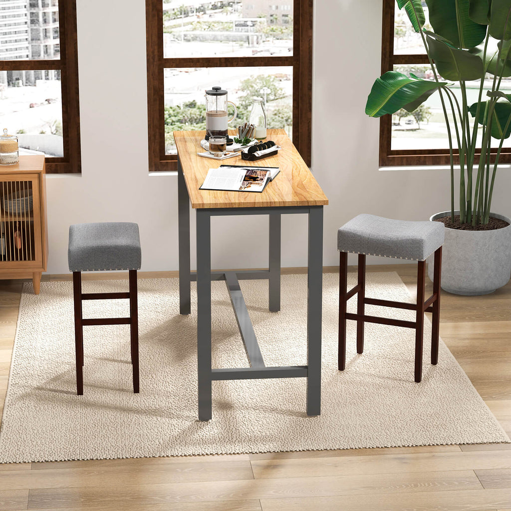 29 Inch Upholstered Bar Stool Set of 2 - Gray