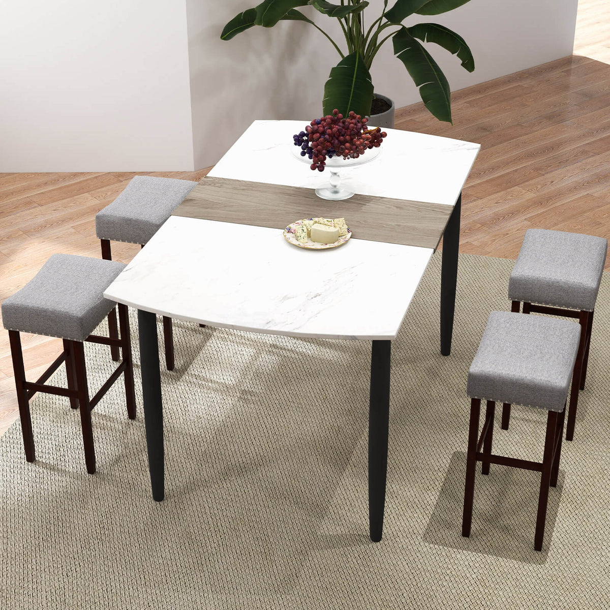 29 Inch Upholstered Bar Stool Set of 2 - Gray