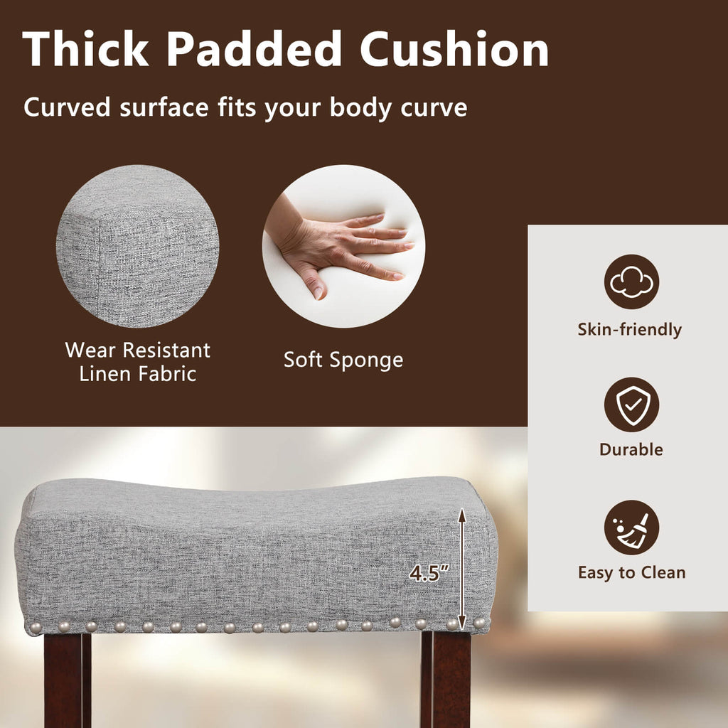 29 Inch Upholstered Bar Stool Set of 2 - Gray