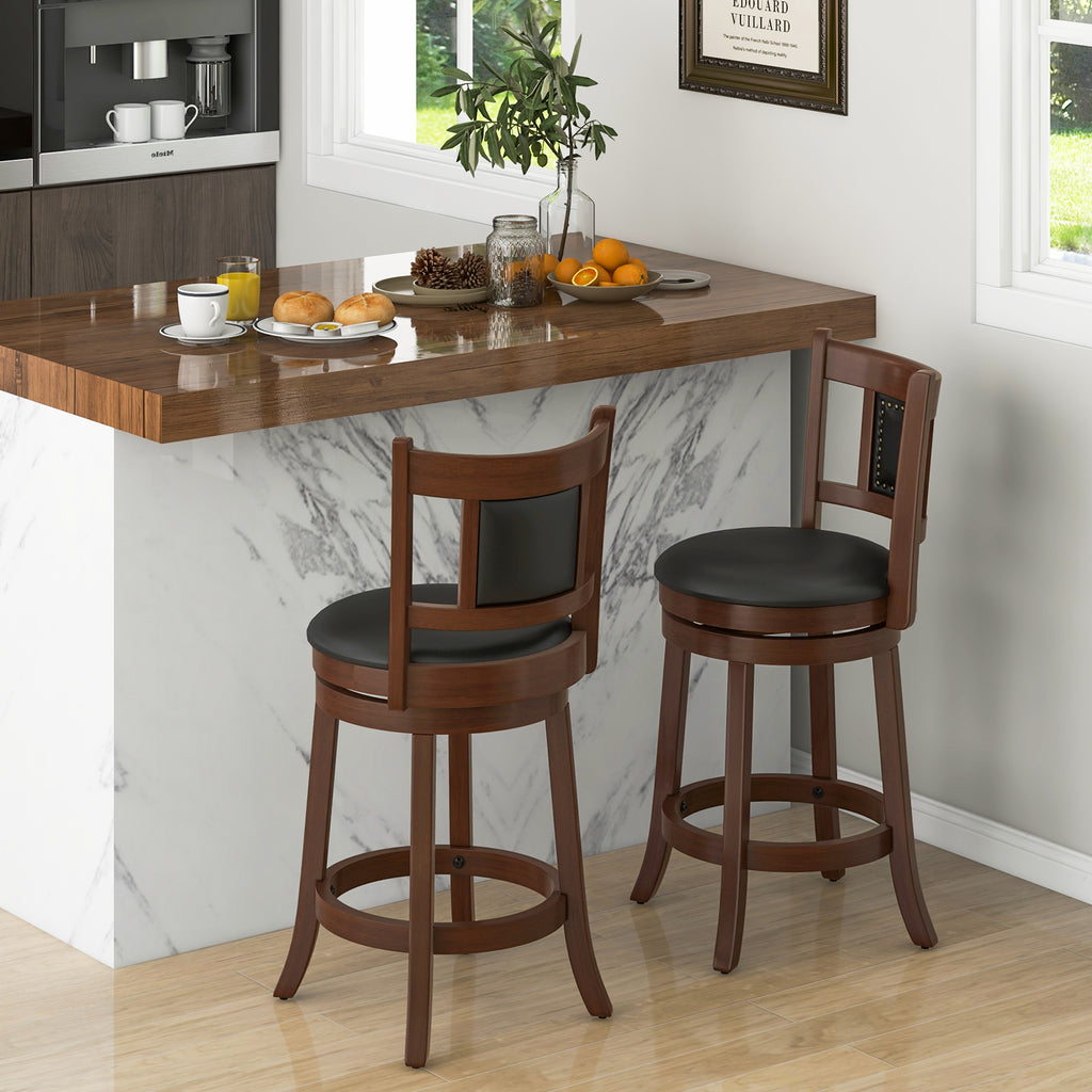 25.5 Inch Upholstered Bar Stool Set of 2 – Curved Backrest
