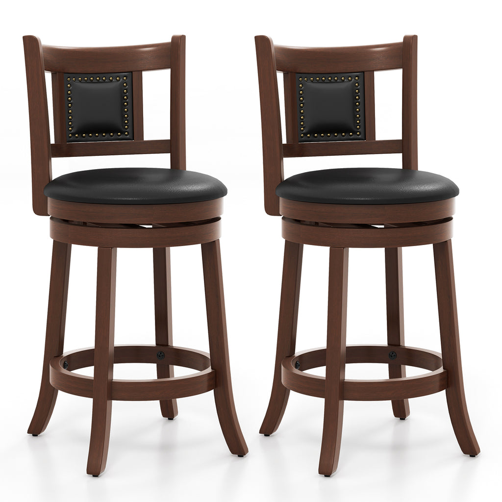 24 Inch Counter Height Swivel Bar Stool Set - X-shaped Open Back