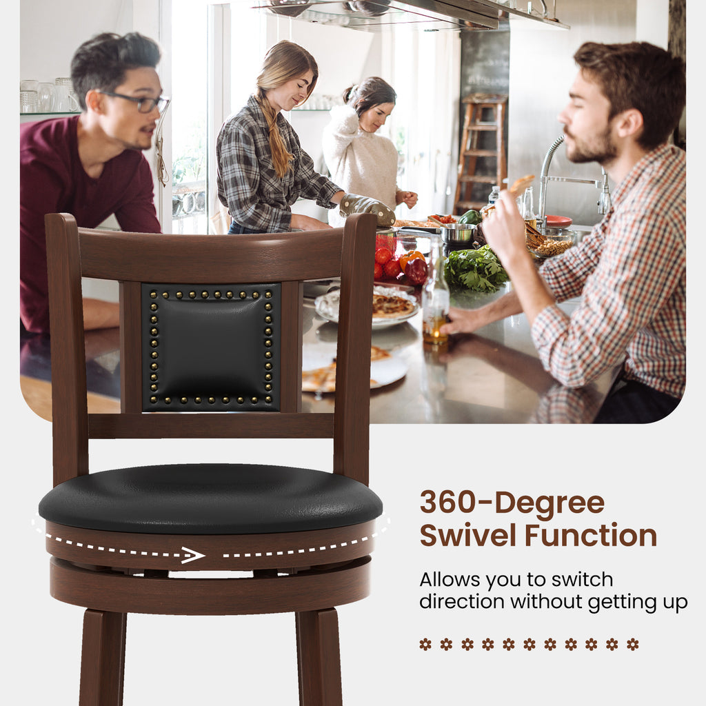 25.5 Inch Upholstered Bar Stool Set of 2 – Curved Backrest