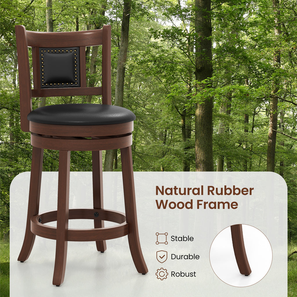 25.5 Inch Upholstered Bar Stool Set of 2 – Curved Backrest