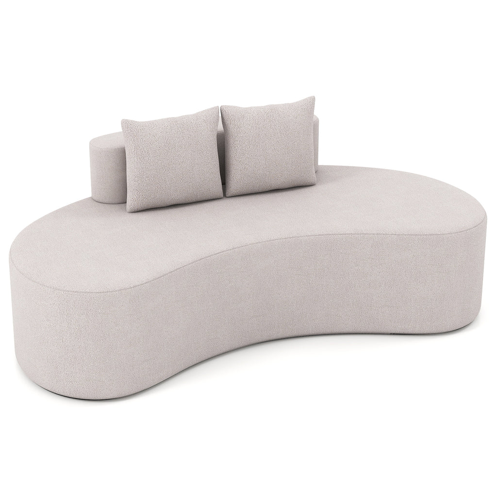 Upholstered Curved Sofa, Gray - Seats 3 with 2 Pillows