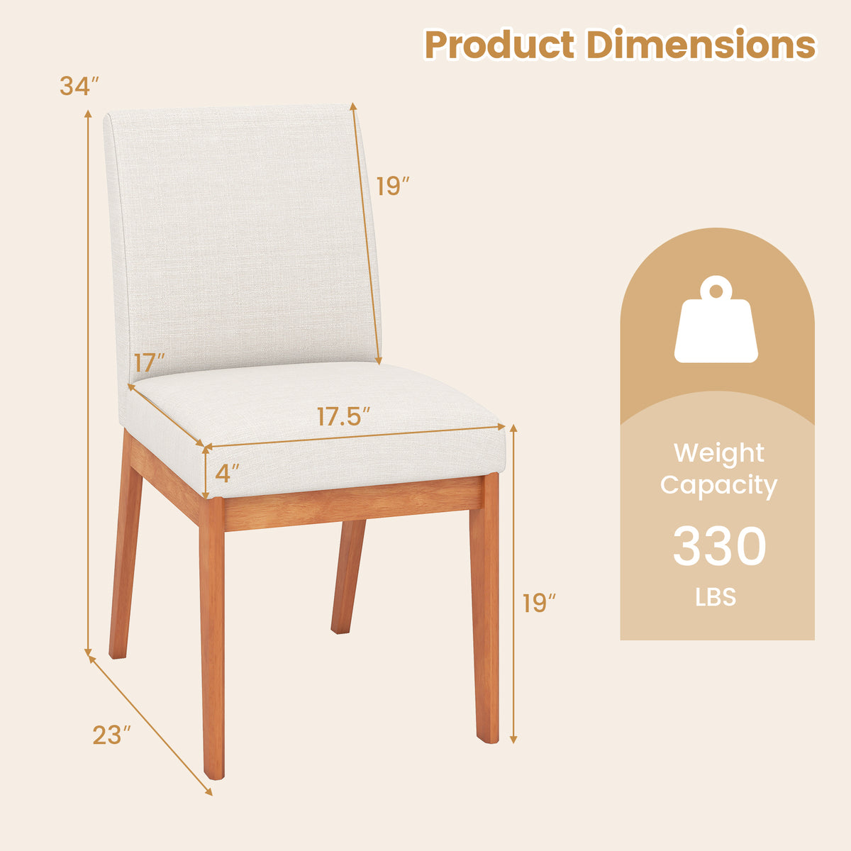 Upholstered Dining Chairs Set of 2 - Beige