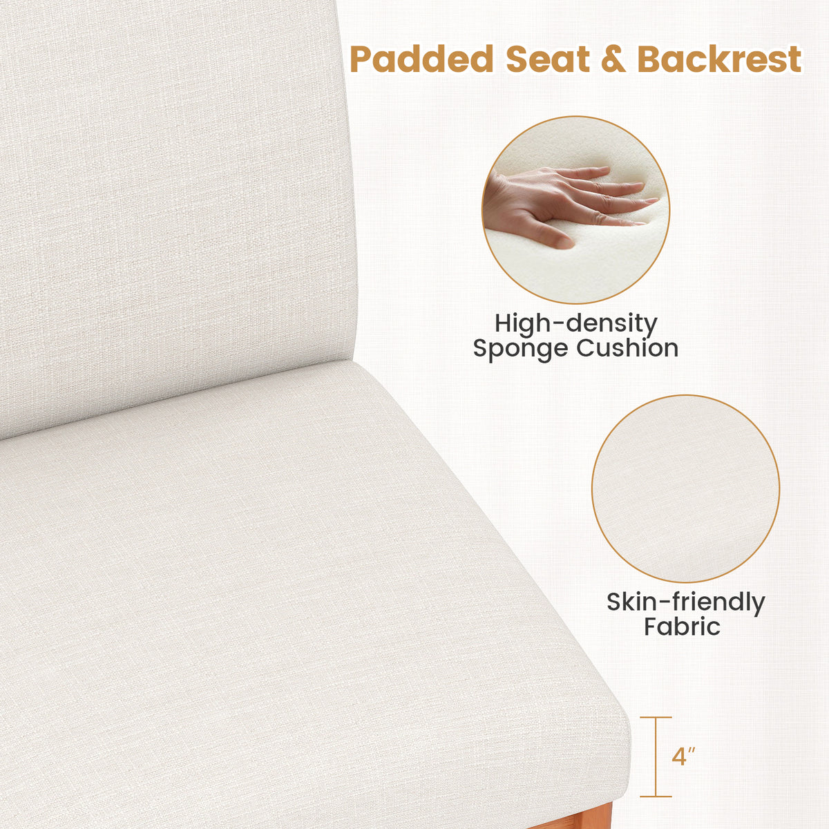 Upholstered Dining Chairs Set of 2 - Beige