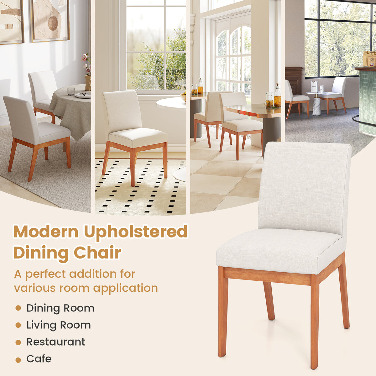 Upholstered Dining Chairs Set of 2 - Beige