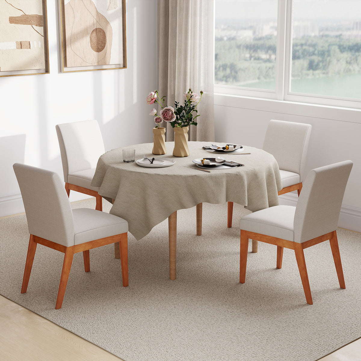 Upholstered Dining Chairs Set of 2 - Beige