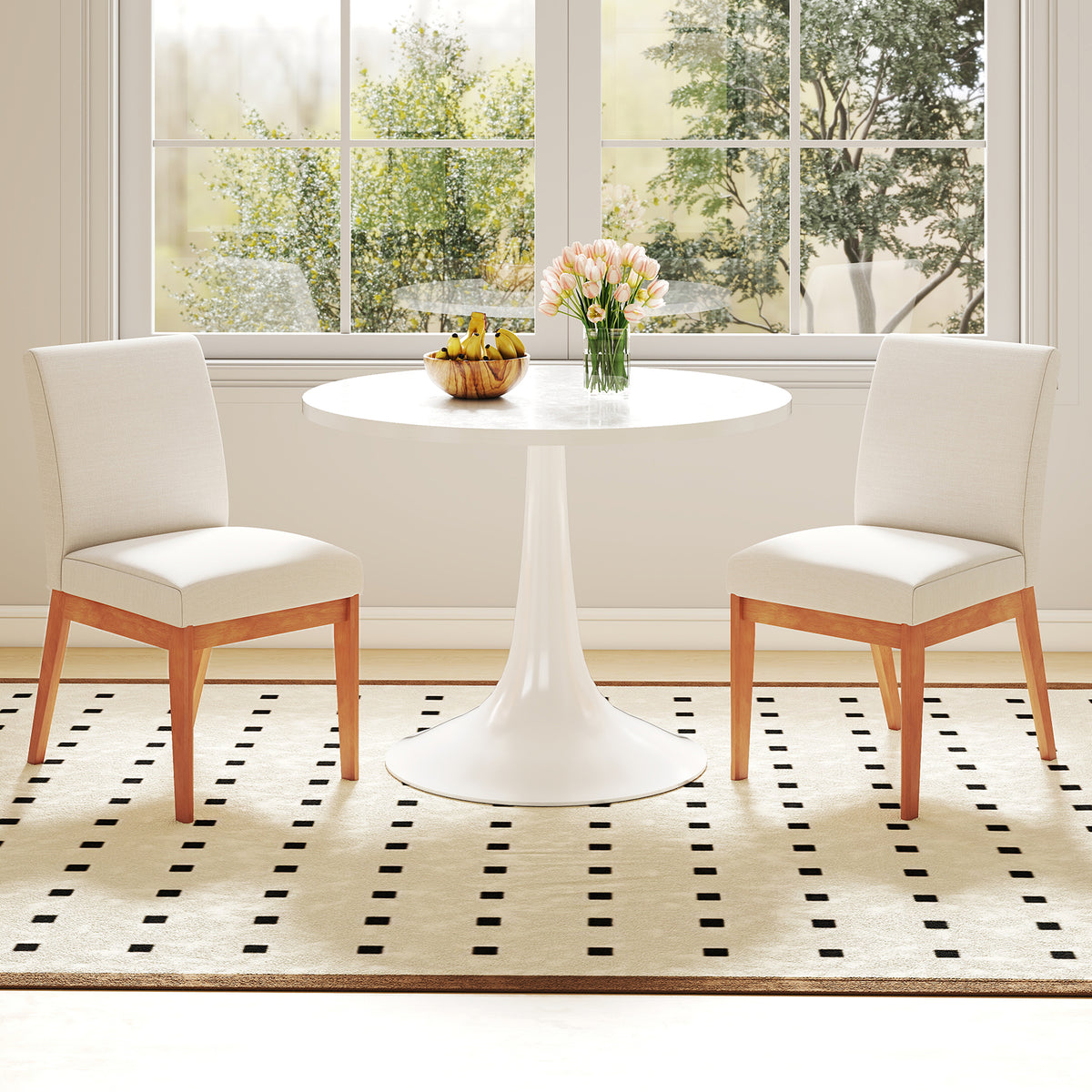 Upholstered Dining Chairs Set of 2 - Beige