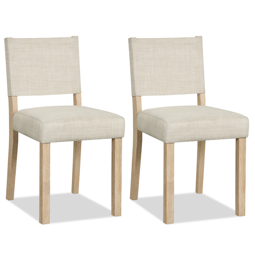 Upholstered Dining Chairs, Rubber Wood Legs, Set of 2 - Beige