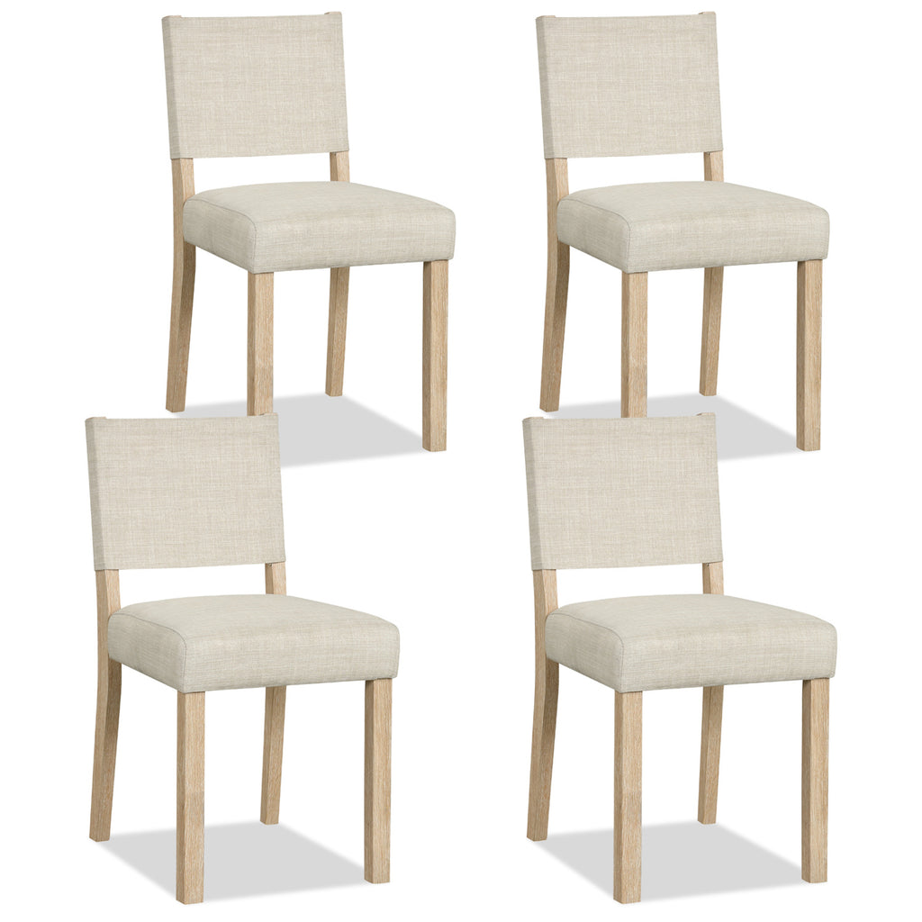 Upholstered Dining Chairs, Rubber Wood Legs, Set of 2 - Beige