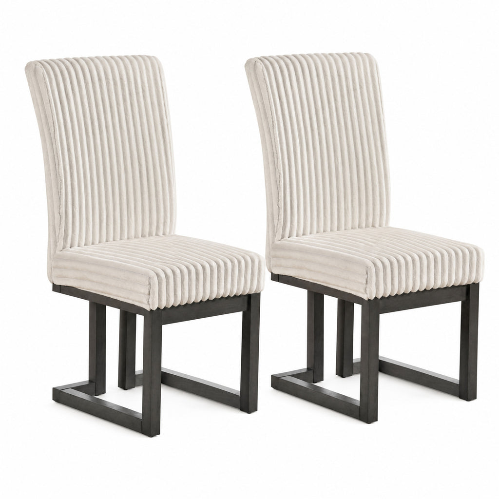 Upholstered Dining Chairs Set of 2, White