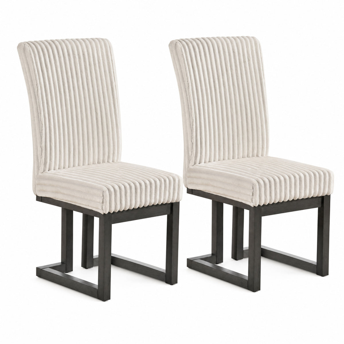 Upholstered Dining Chairs Set of 2, White