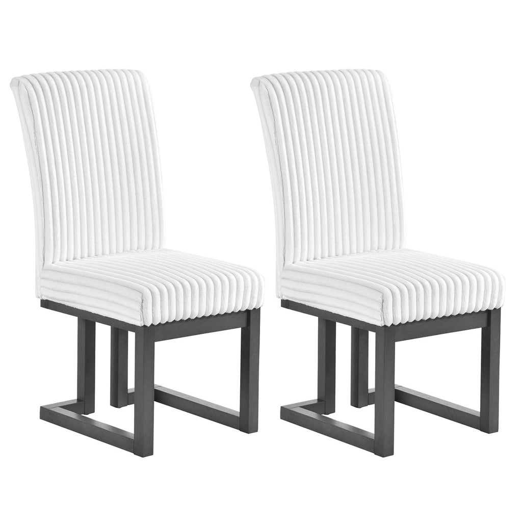 Upholstered Dining Chairs Set of 2 with Padded Seat - White