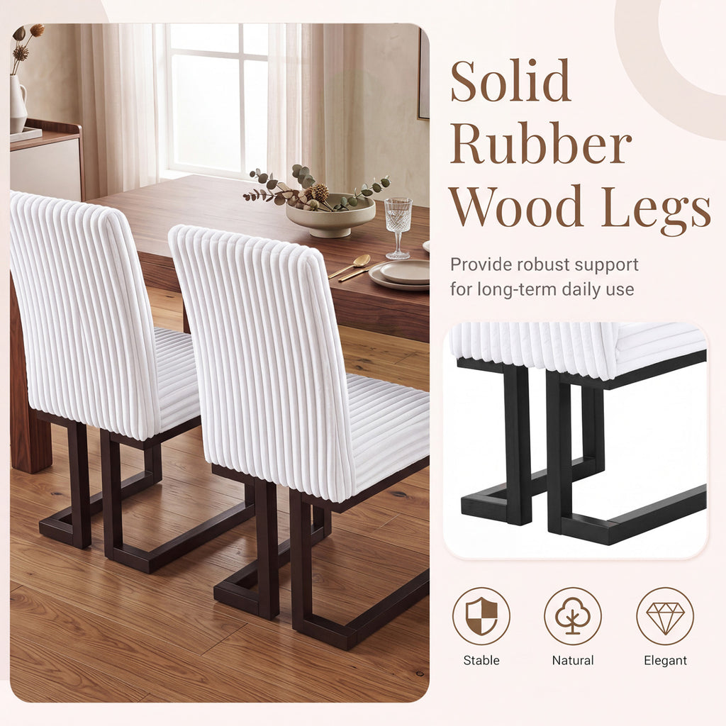 Upholstered Dining Chairs Set of 2, White