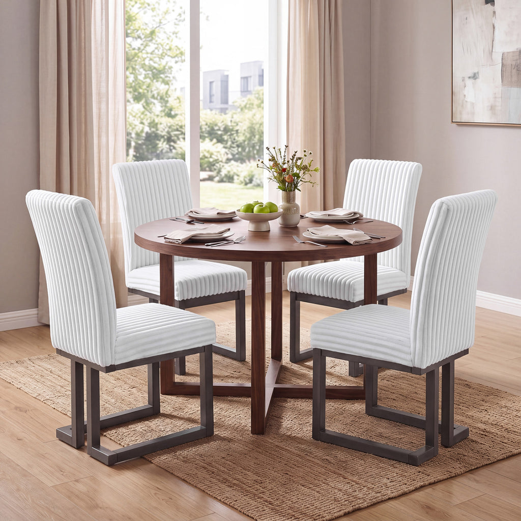 Upholstered Dining Chairs Set of 4 – White
