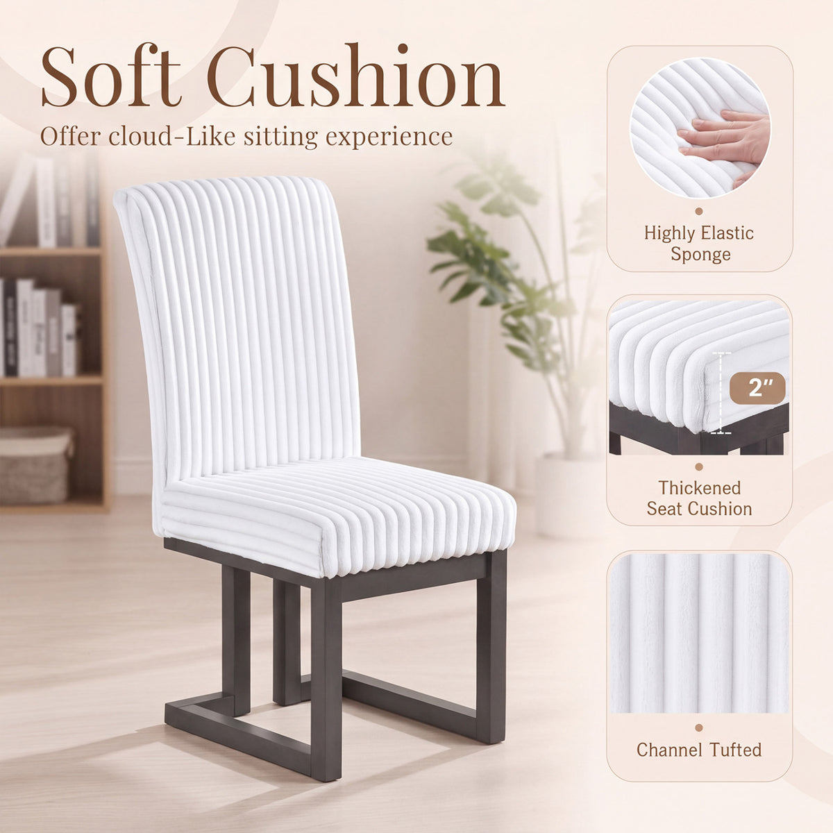Upholstered Dining Chairs Set of 4 – White