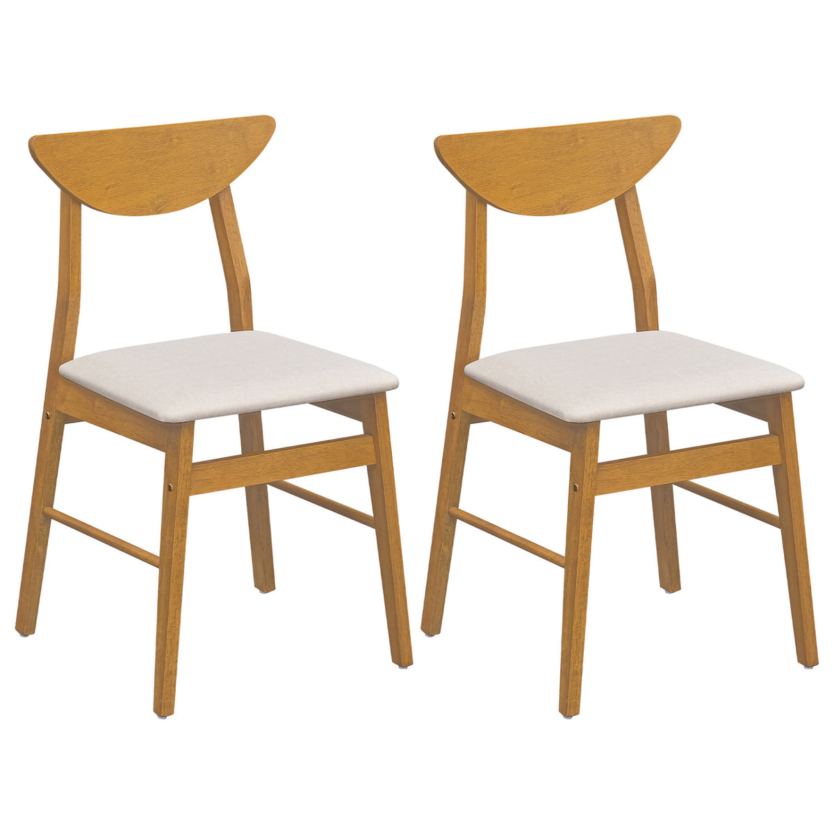 Upholstered Dining Chairs Set of 2 with Curved Backrest - Natural