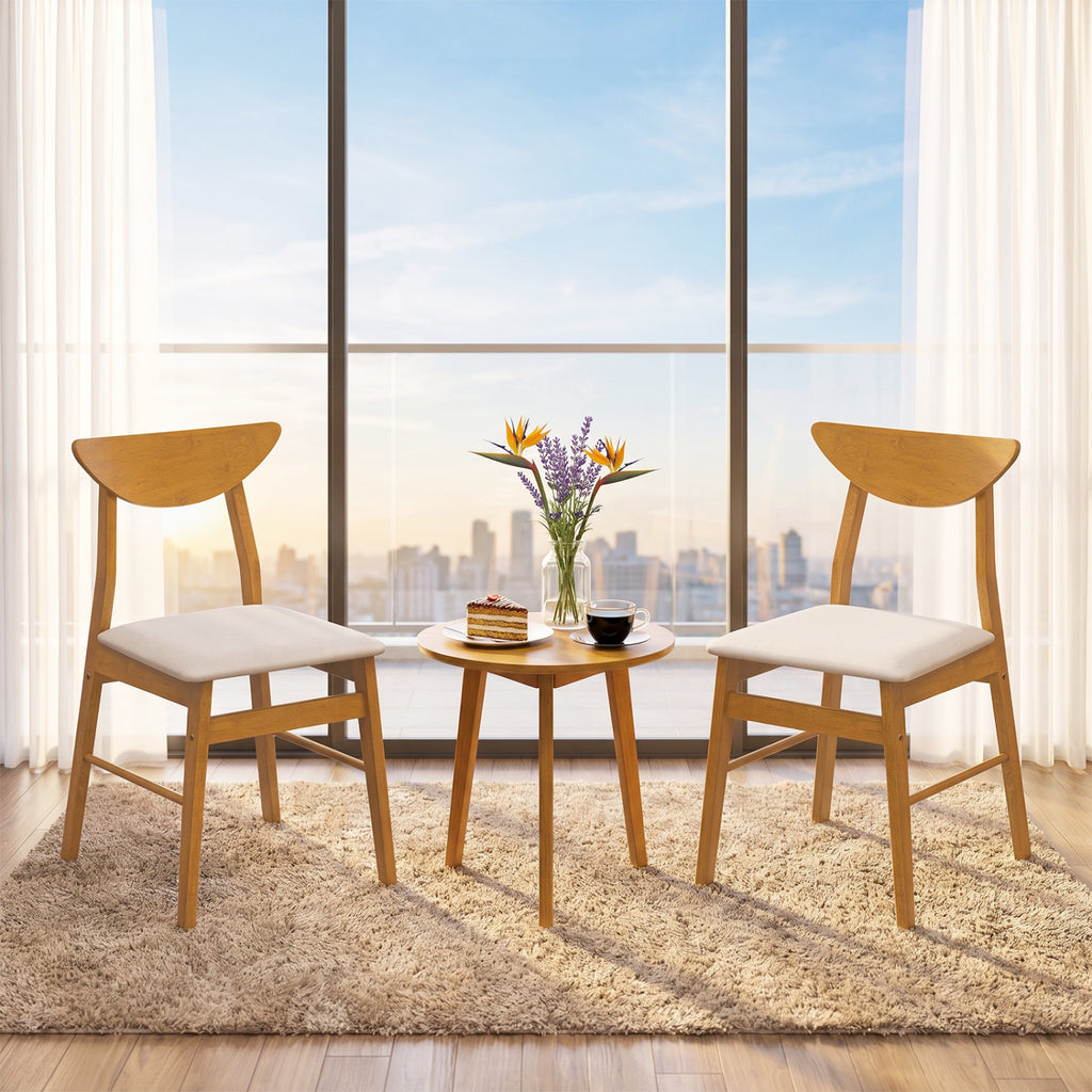 Upholstered Dining Chairs Set of 2 with Curved Backrest - Natural