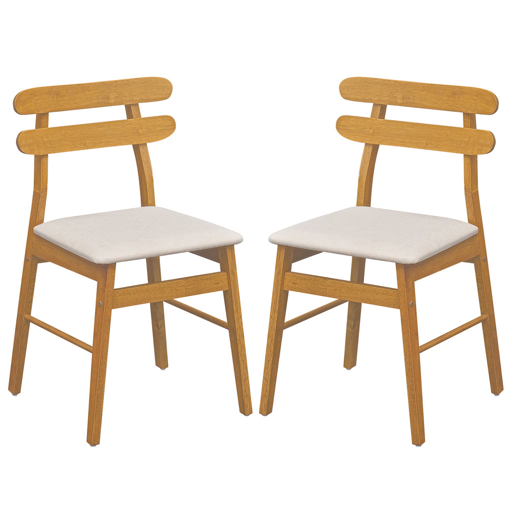 Upholstered Dining Chairs Set of 2 with Curved Backrest - Natural