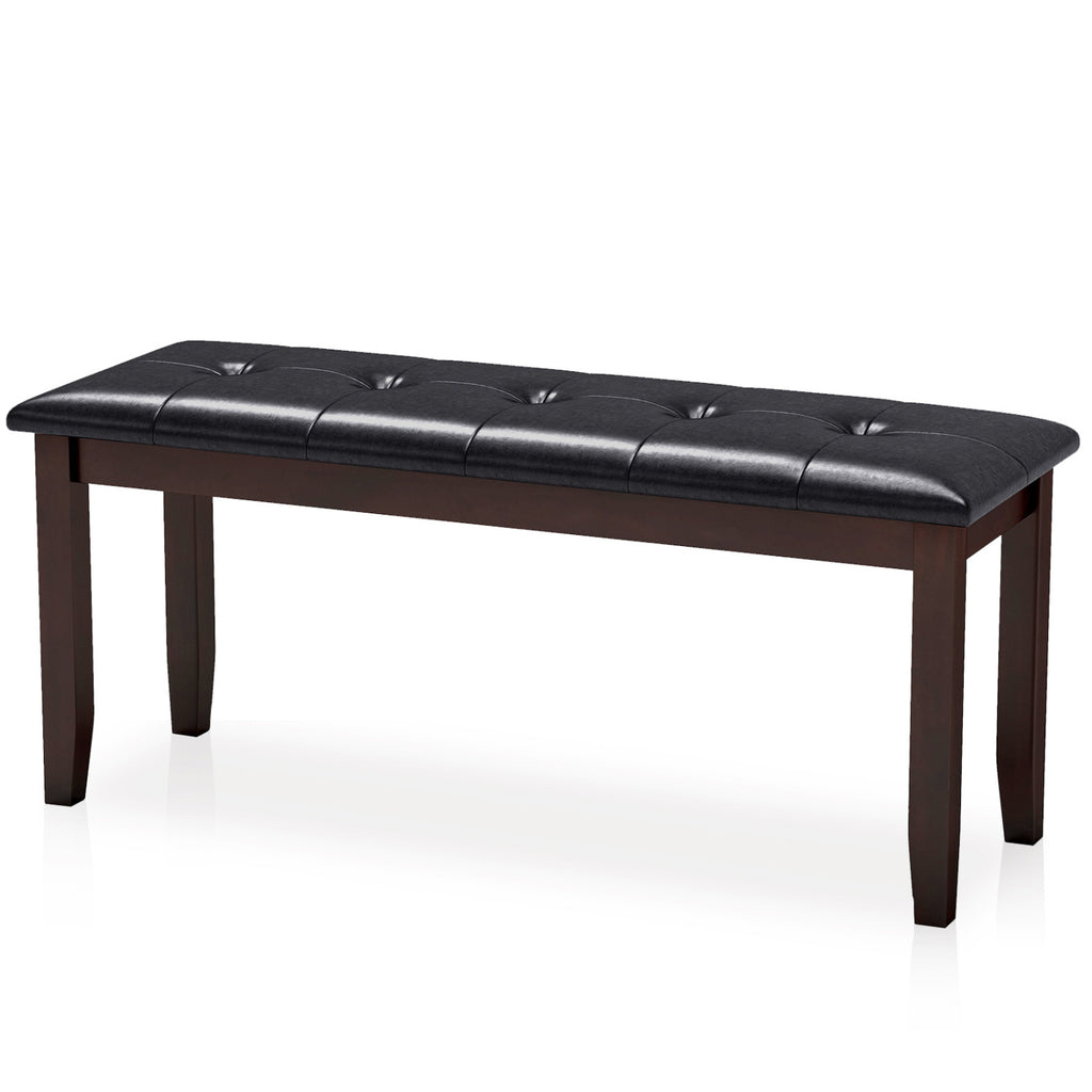 Upholstered Dining Bench with PU Leather - Brown