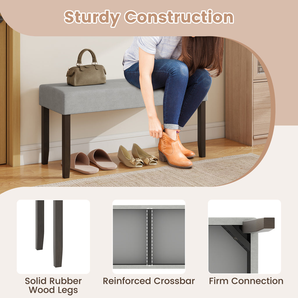 Upholstered Entryway Bench with Storage - Gray