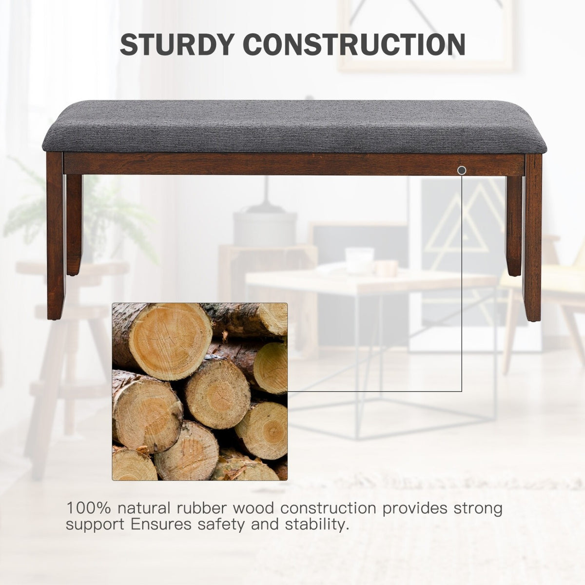 Upholstered Entryway Bench with Wood Legs