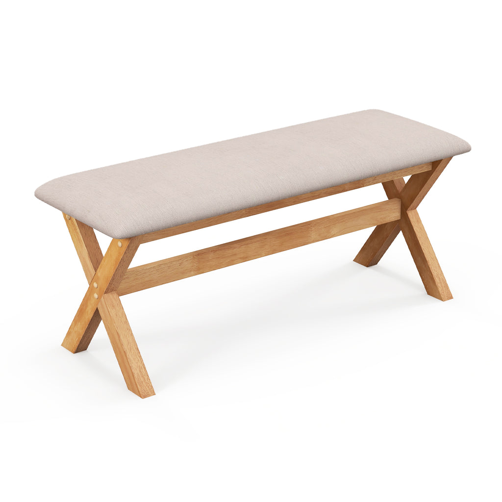 Upholstered Entryway Bench Rubber Wood with Thick Padded Seat