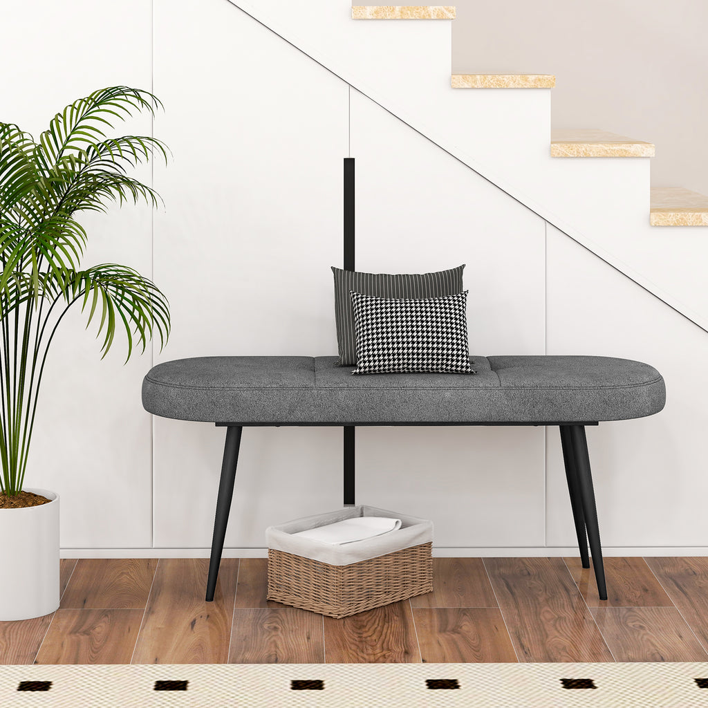 47 Inch Upholstered Entryway Bench - Gray