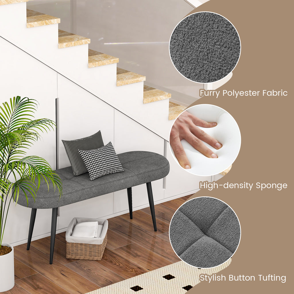 47 Inch Upholstered Entryway Bench - Gray
