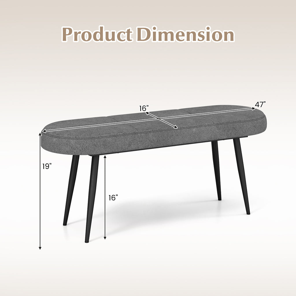 47 Inch Upholstered Entryway Bench - Gray
