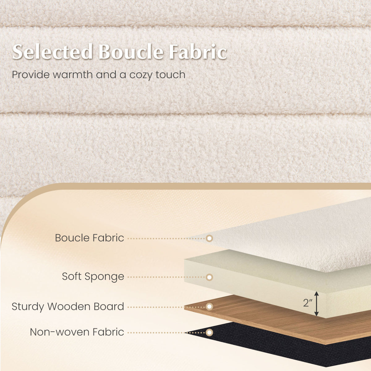 Upholstered Storage Ottoman Bench - White