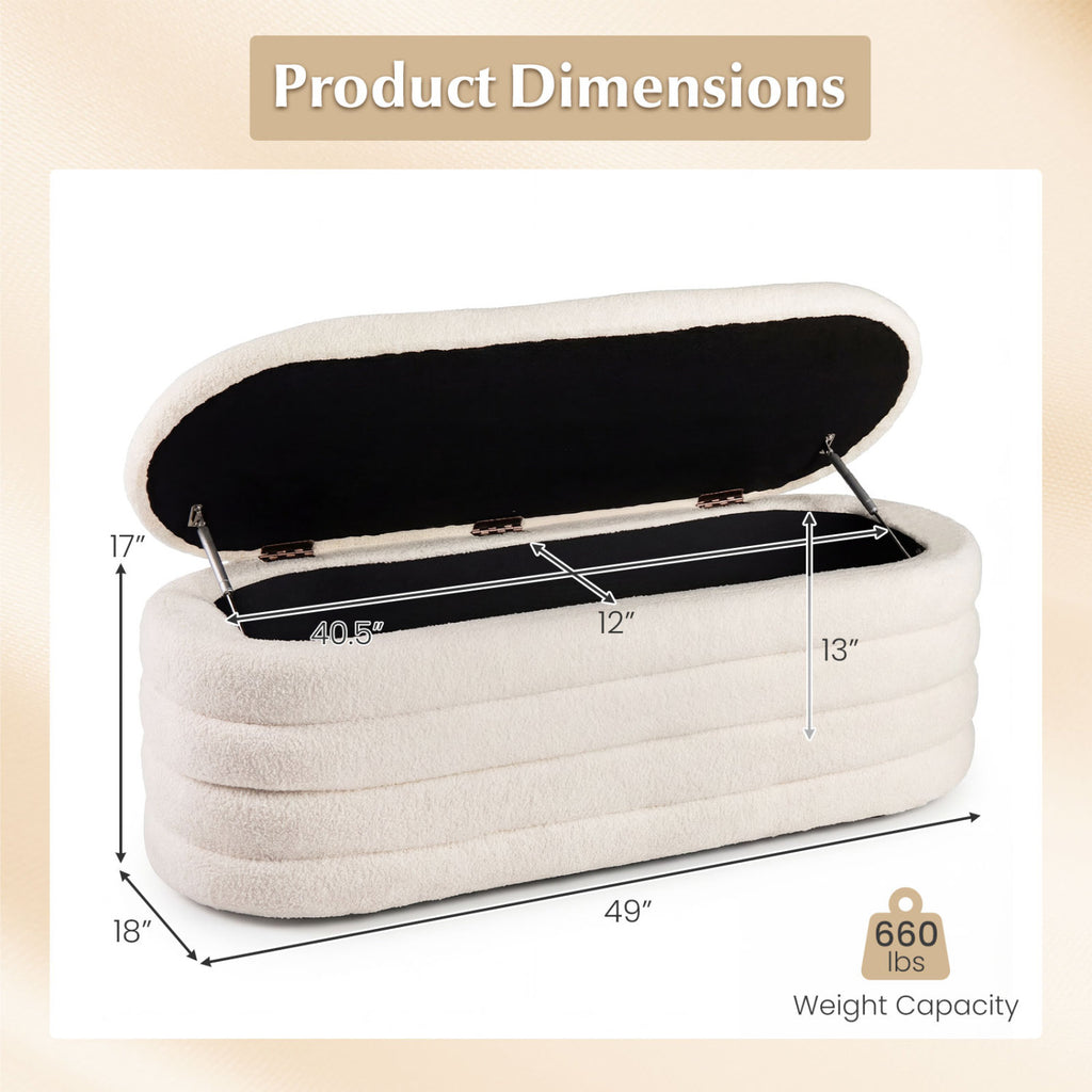 Upholstered Storage Ottoman Bench - White
