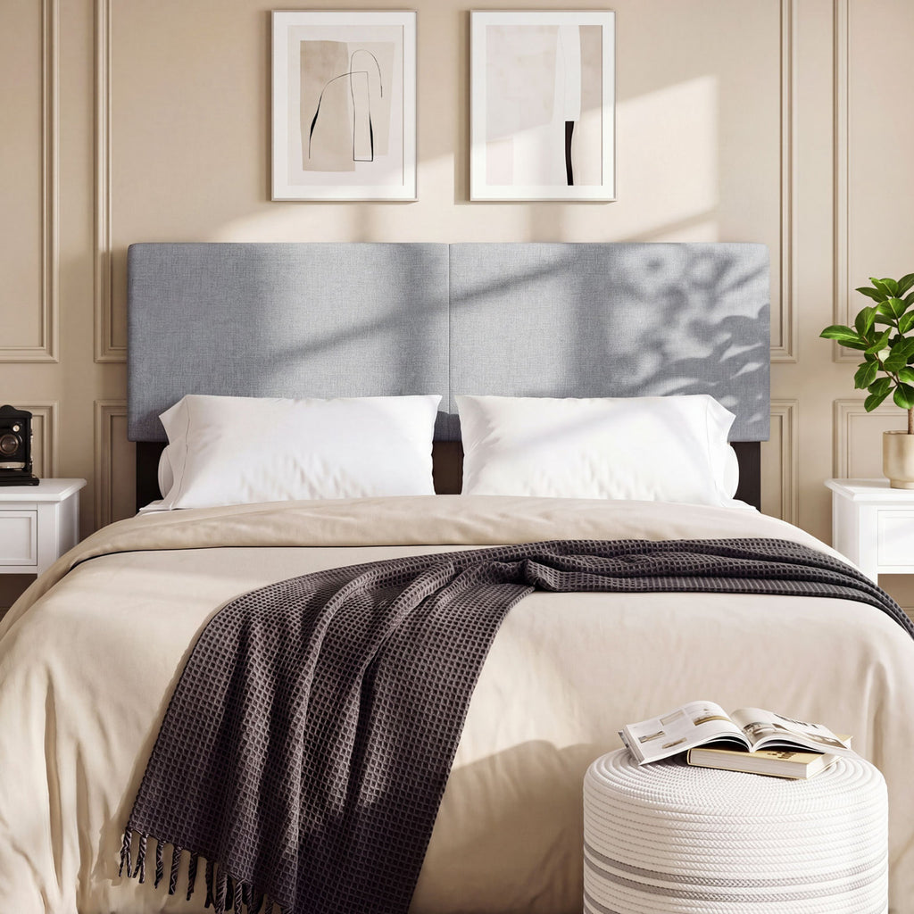 Upholstered Headboard Queen/Full Size Vertical Quilted, Gray