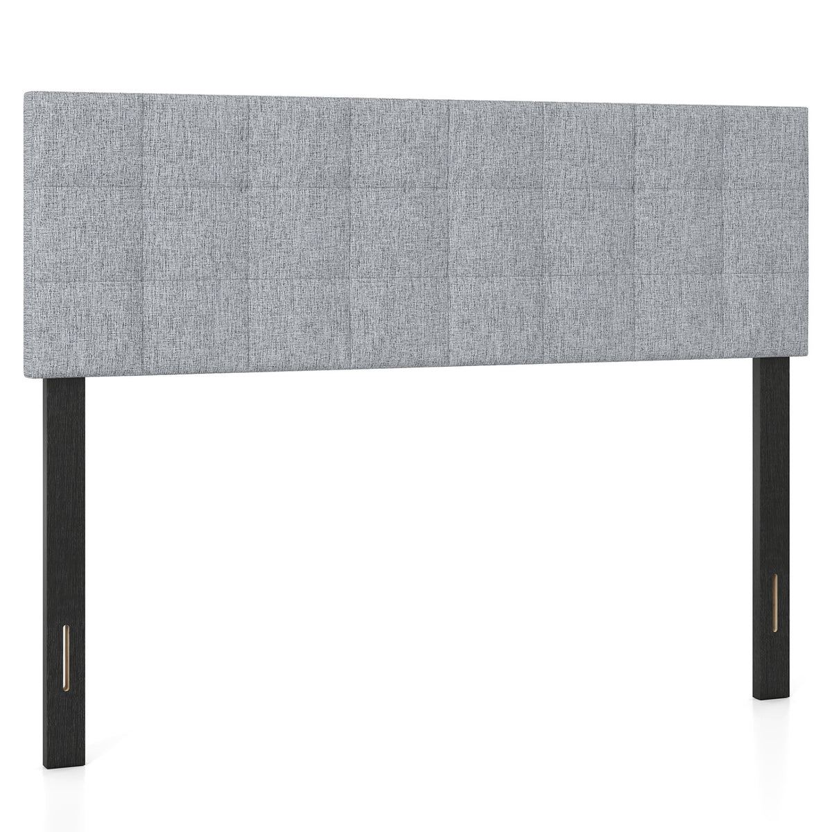 Upholstered Headboard Queen/Full Size Quilted Grid Linen – Gray