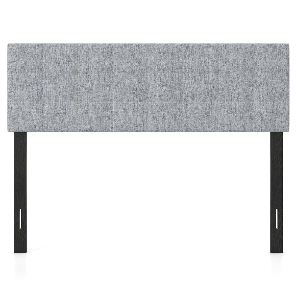 Upholstered Headboard Queen/Full Size Quilted Grid Linen – Gray