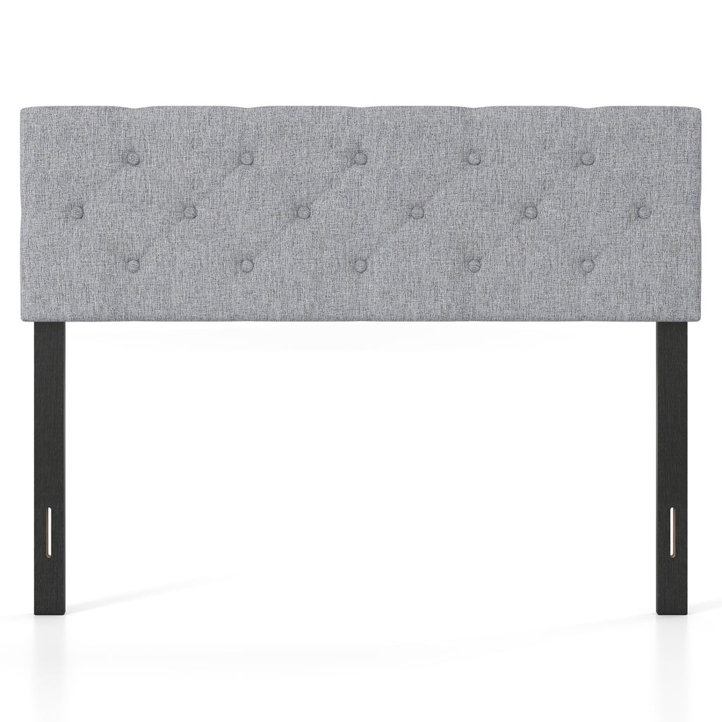 Tufted Upholstered Headboard Queen/Full Size Linen - Gray, Button