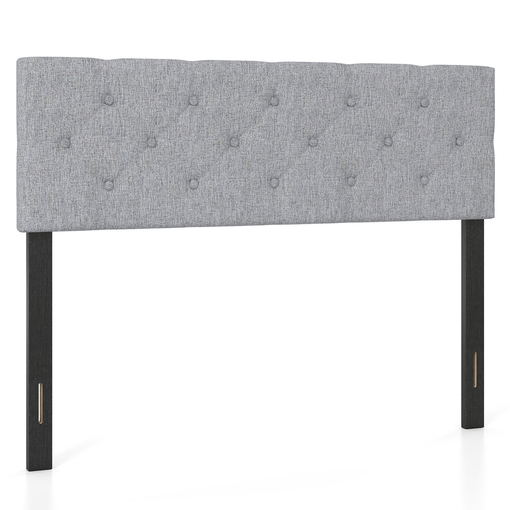 Tufted Upholstered Headboard Queen/Full Size Linen - Gray, Button