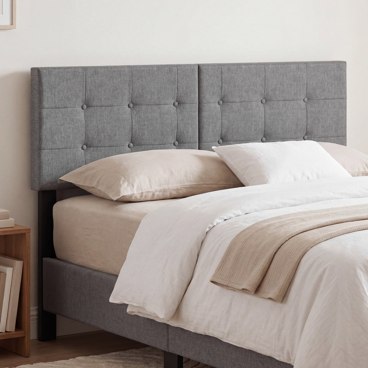 Upholstered Headboard Adjustable 55-62" - Full/Queen, Dark Gray