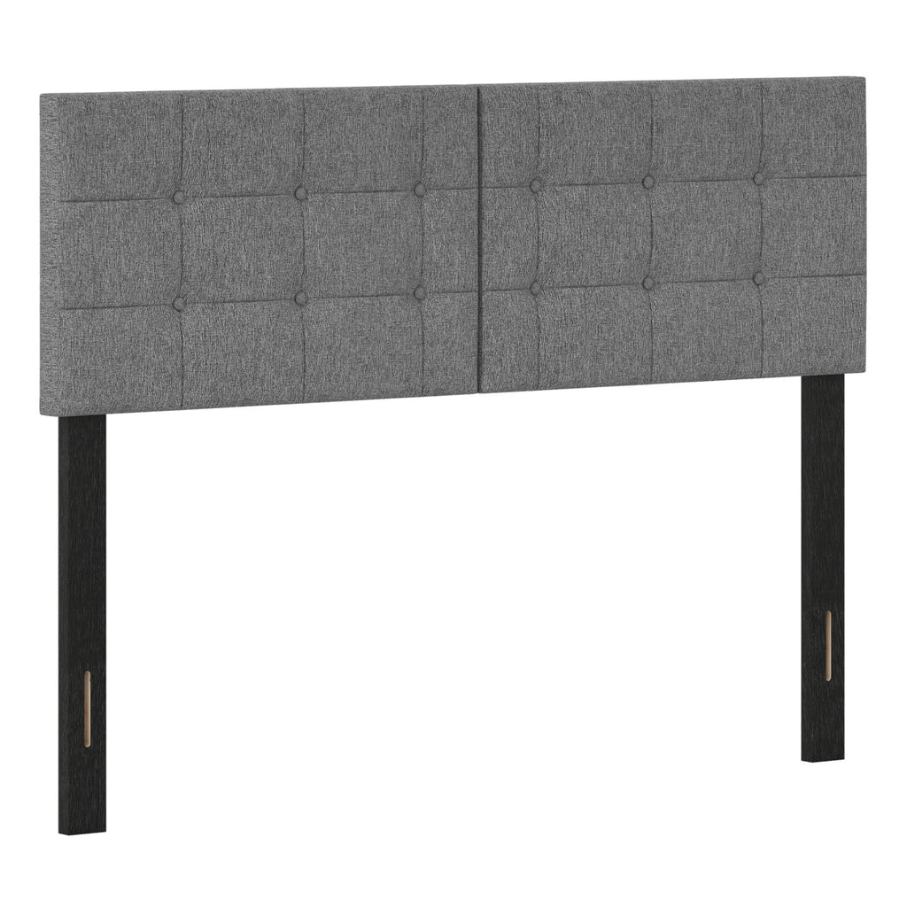 Linen Upholstered Headboard with Wood Legs, Dark Gray - Style D