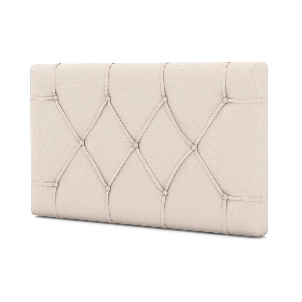 Twin Upholstered Headboard with Button Tufted Design - Beige