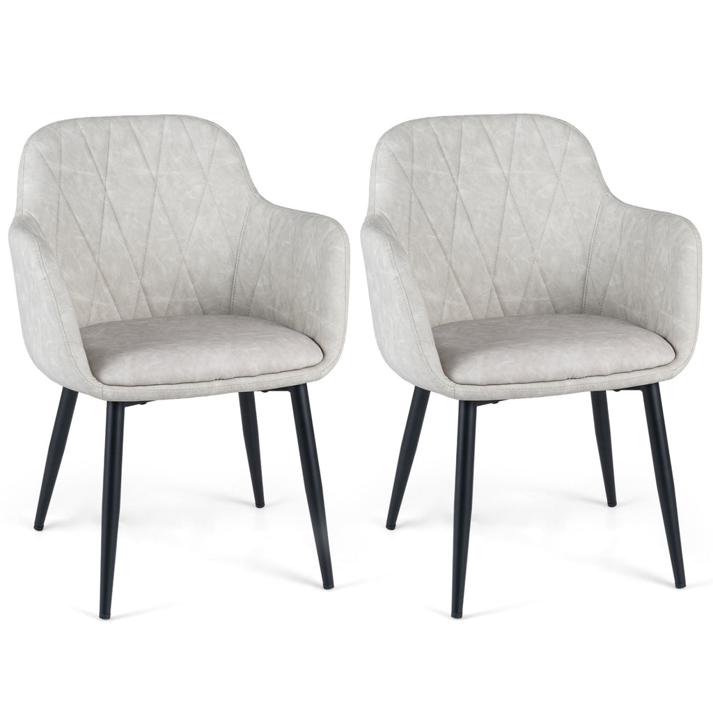 PU Leather Kitchen Chairs Set of 2, Gray