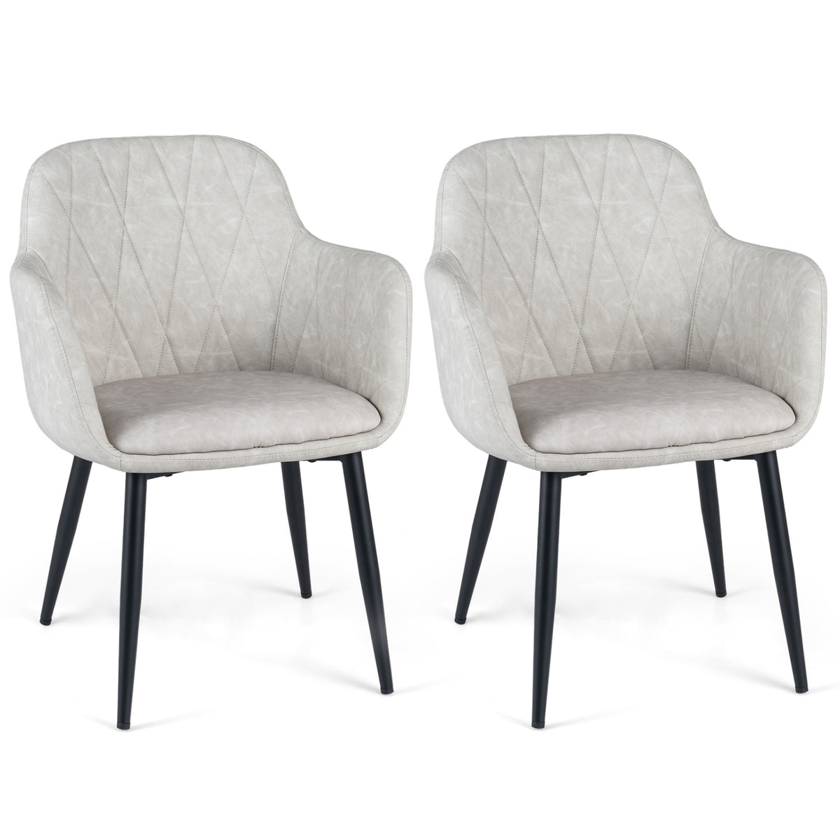 PU Leather Kitchen Chairs Set of 2, Gray