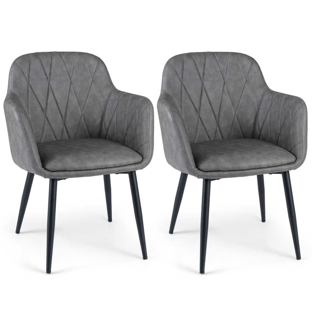 PU Leather Kitchen Chairs Set of 2, Gray