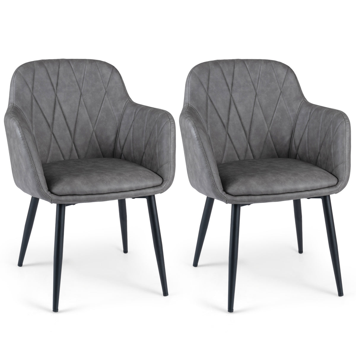 PU Leather Kitchen Chairs Set of 2, Gray