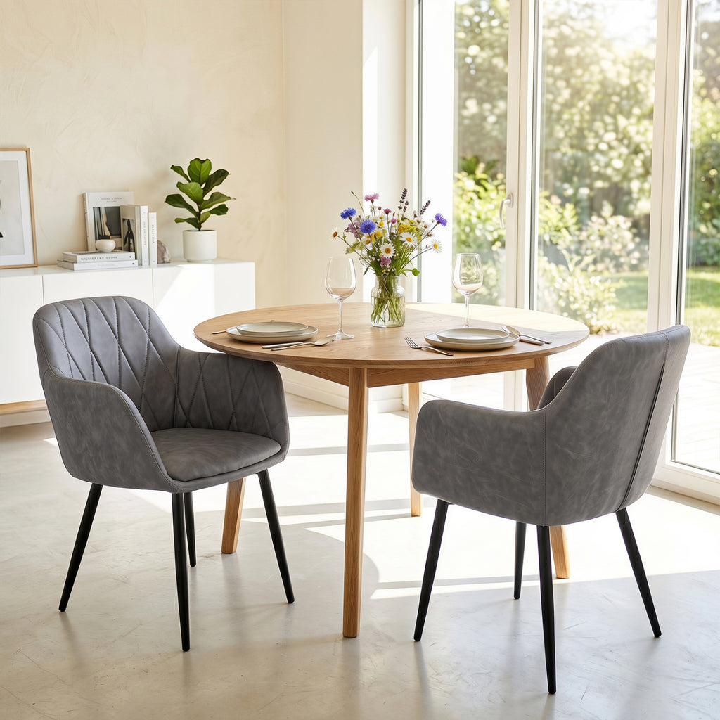 PU Leather Kitchen Chairs Set of 2, Gray