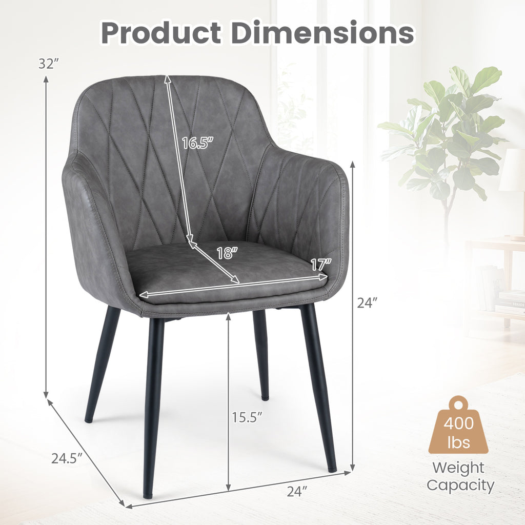 PU Leather Kitchen Chairs Set of 2, Gray