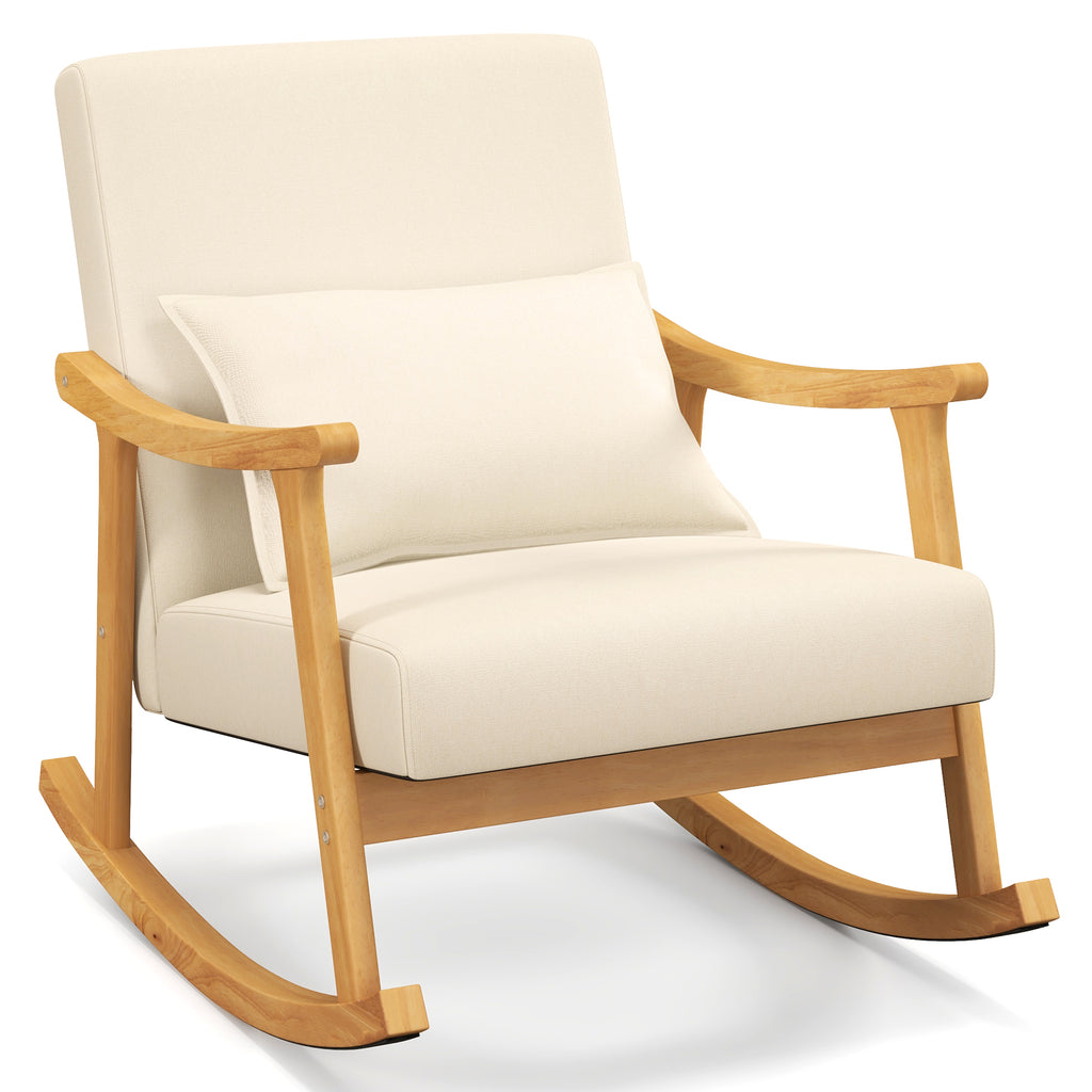 Upholstered Rocking Chair with Pillow - Gray