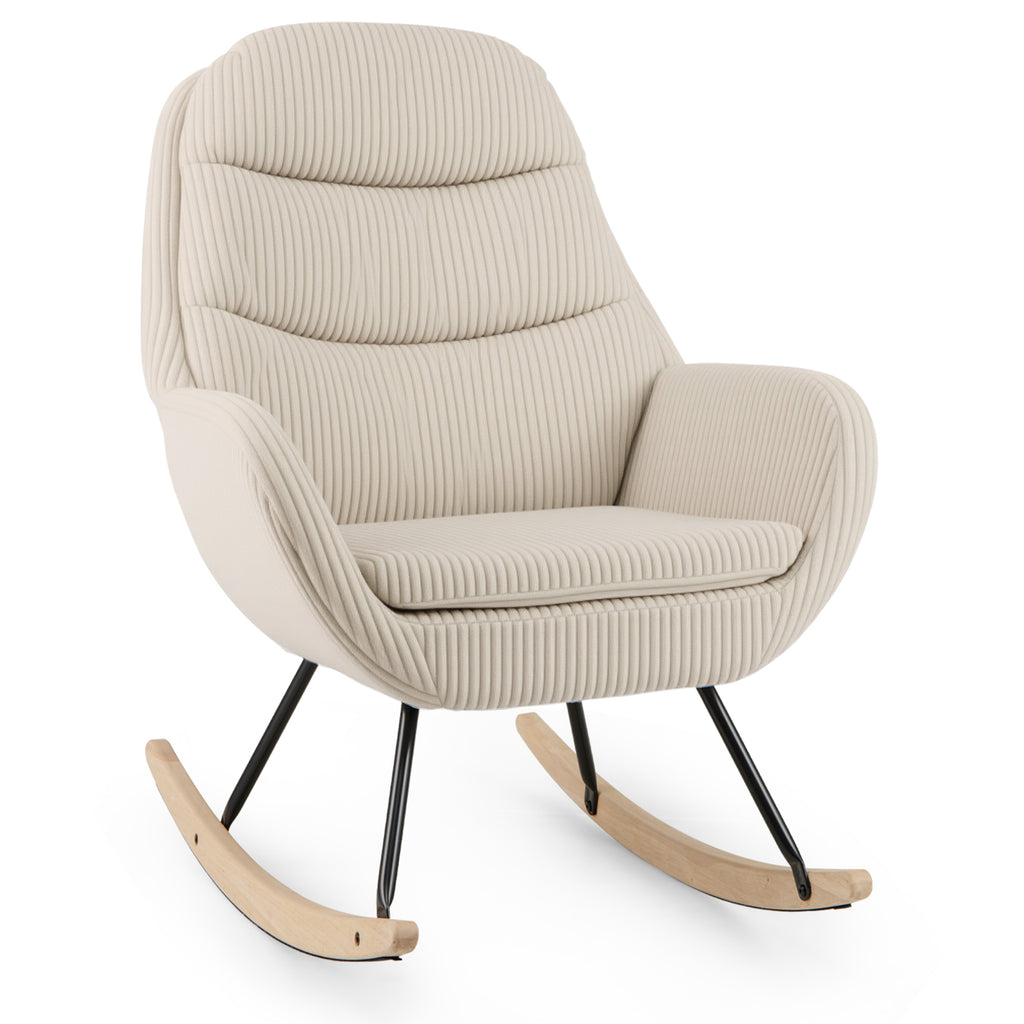 Upholstered Nursery Glider Rocker with Padded Seat – Beige
