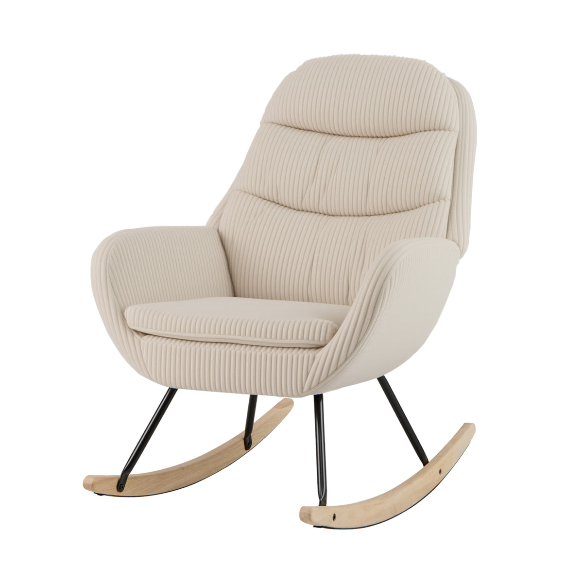 Upholstered Nursery Glider Rocker with Padded Seat – Beige